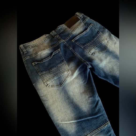 X-RAY Mens Indigo Denim Jeans Pants Stretch Blue Jeans Moto 32 X 32 - Picture 6 of 15